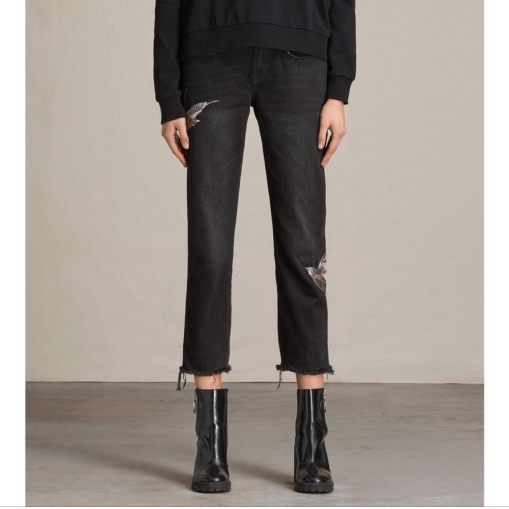 Allsaints Birds Cropped Boyfriend Jeans